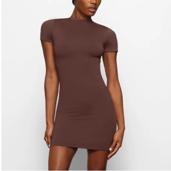 SKIMS Other - SKIMS Swim Tee Dress Cocoa XXS NWT